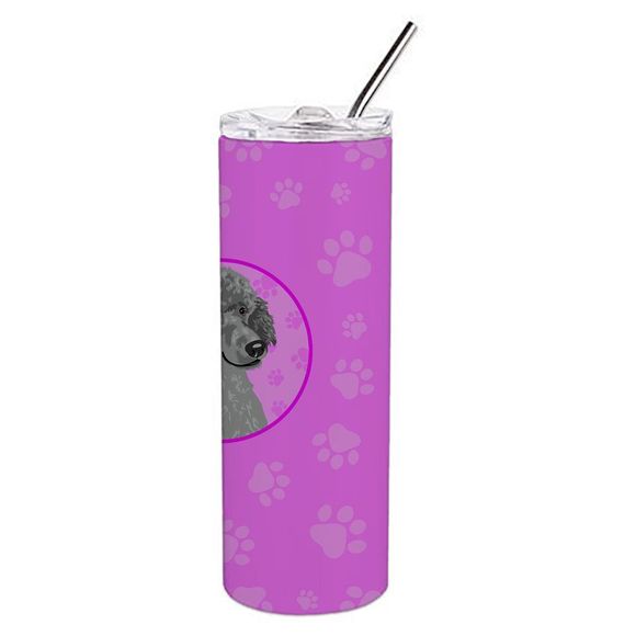 Poodle Standard Gray Stainless Steel 20 oz Skinny Tumbler, Pink